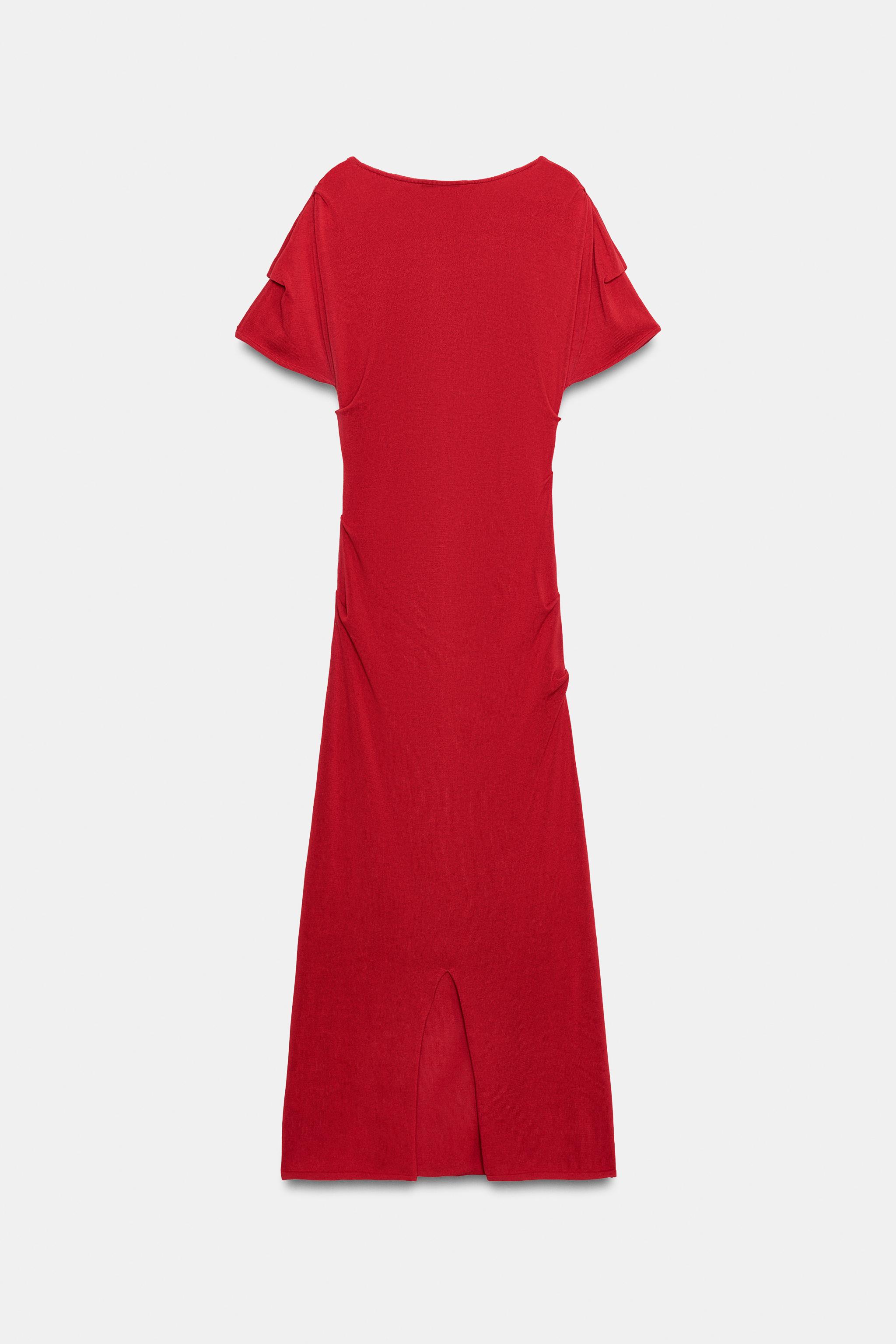 KNIT DRAPED MIDI DRESS